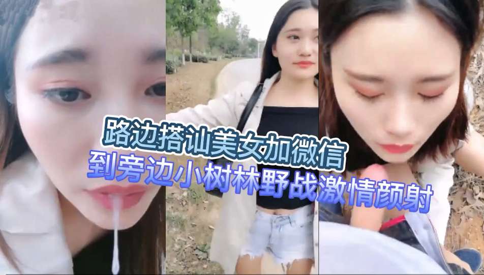 路边搭讪美女加微信到旁边小树林野战激情颜射-极品